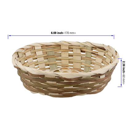 KOHAND 15 Pack Round Gift Baskets, 6.7x2.3 Inch Small Bamboo Bread Baskets for Bar, Kitchen, Supermarket