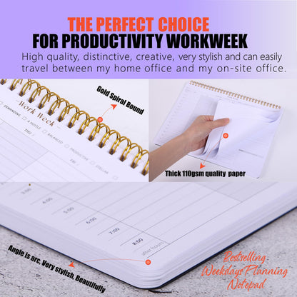 Weekly To Do List Planner with Hourly Schedule - A4 Workweek Desk Pad, 54 Sheets Weekday Planning Notepad, Workday Appointment Planner Book to Organize Your Daily Productivity - Undated Agenda
