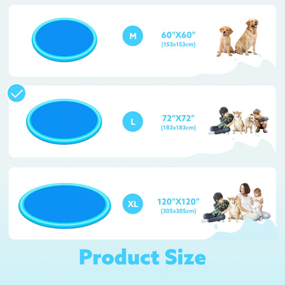 SLOOSH 72" Non-Slip Splash Pad Sprinkler - Outdoor Water Toys Play Mat for Toddlers Kids Dogs, Outside Thickened Sprinkler Pool Party Durable Backyard Fountain for Girls Boys Pets (72in, Blue)