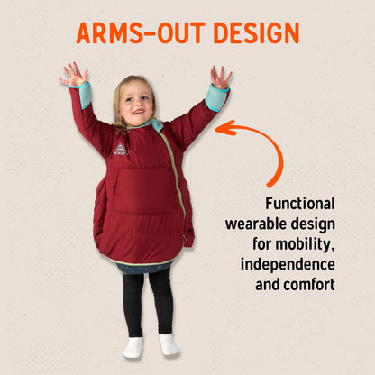 Kelty Space Cadet Infant and Toddler Sized Arms-Out Sleeping Bag, 30-40F Degree Rated, 8M-4T, Fleece-Lined Hand Covers (40F / 2-4T)
