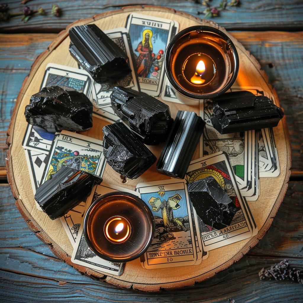 Luckeeper 0.5 lb Black Tourmaline Bulk Raw Crystals and Healing Stones for Tumbling, Wire Wrapping, Wicca Reiki,Meditation