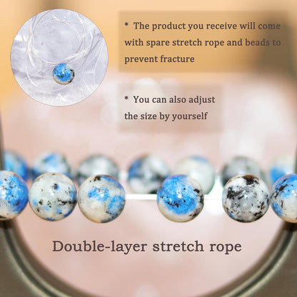 DAZCOLO 8mm Natural Gemstone Stretch Bracelet, Handmade Unisex Crystal Bracelets for Meditation, Yoga, Spiritual Healing & Positive Energy (K2 Azurite)