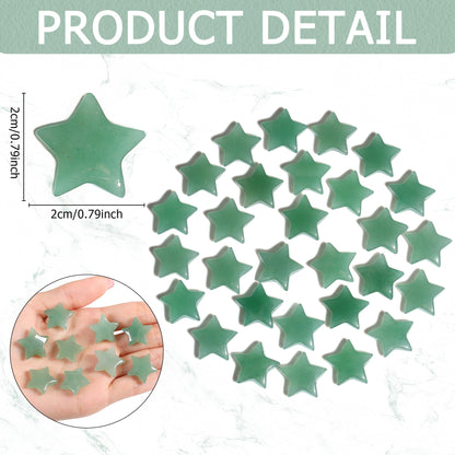 QINJIEJIE 20 PCS Green Aventurine Crystal Star Healing Stones Mini Crystal Cute Polished Pocket Stone Thumb Star Gemstones Set Bulk Wholesale Reiki Energy Balancing Green Christmas Decor