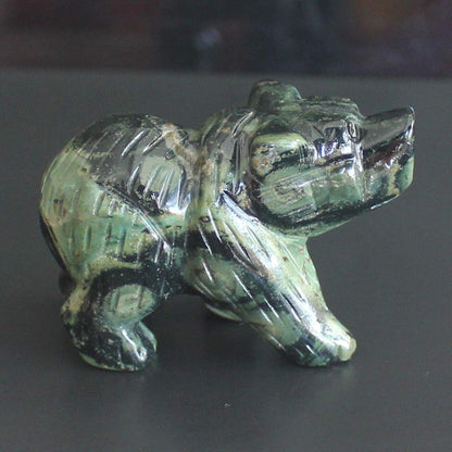 2'' Hand Carved Mixed gemstome Crystal Bear Figurine Animal Carving (kambaba Jasper)