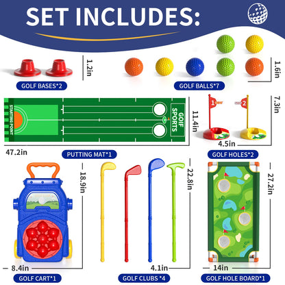 WATUDOU Toddler Golf Set Toys for Kids, Kids Toddler Golf Clubs with 7 Balls, Putting Mat & Golf Board, Toys Gifts for 3 4 5 6 Year Old Boys, Christmas Birthday Gifts for 3 4 5 6 Year Old Boy Kids