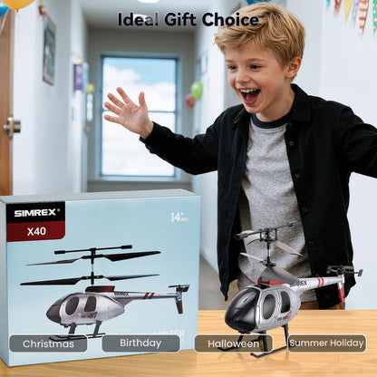 SIMREX RC Helicopter Toy for Kids & Beginners – Altitude Hold, 2 Speeds, Rechargeable with 2 Batteries, Indoor/Outdoor Hands-on Play, Ideal Gift for Boys Girls