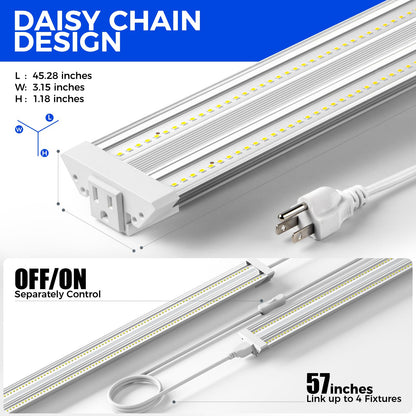 Barrina TX72 4FT Grow Lights for Seed Starting, 288W (4 x 72W, 2000W Equivalent), High PPFD, 5000K Daylight Full Spectrum, Mechanical Timer, Hanging Grow Lights with On/Off Switch Linkable, 4 Packs
