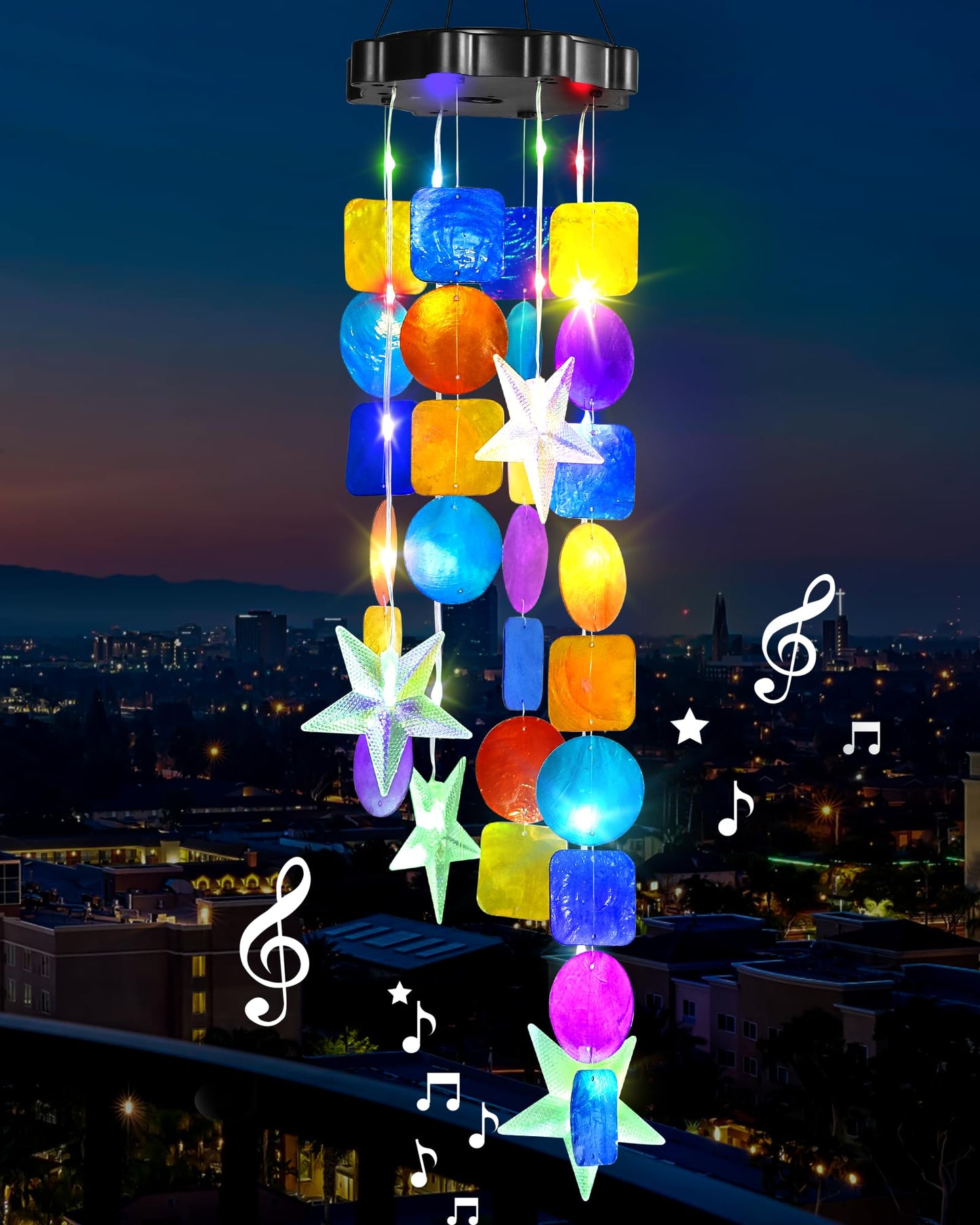 Solar Wind Chimes Decorative Lights for Outside,Shells Lights Gifts for Mom Grandma Women Wife Girls, Solar Hanging Lights for Holiday Garden Yard Window