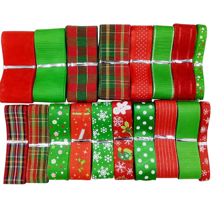 Libiline Random 18Yards Christmas Satin Grosgrain Ribbon Craft DIY Packing Hair Bow Accessory (Christmas)