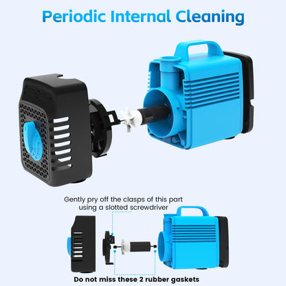 Fountain Submersible Water Pump: 60W Small Sump Pump for Outdoor Pond Hydroponic Statuary Waterfall Aquarium Fish Tank