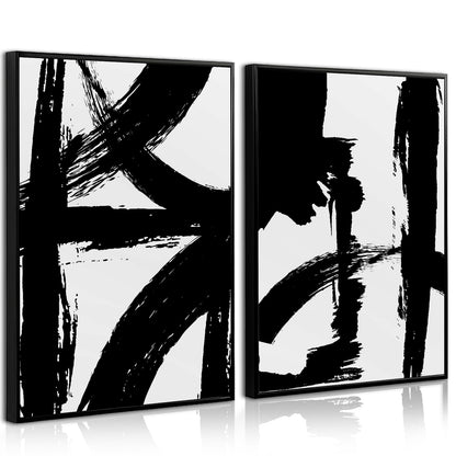 Tocliky Black and White Wall Art Abstract Modern Painting Minimalist Line Canvas Wall Art Decor Black And White Poster Abstract Artwork Prints for Living Room Bedroom 12x16 Inch Unframed Set of 2