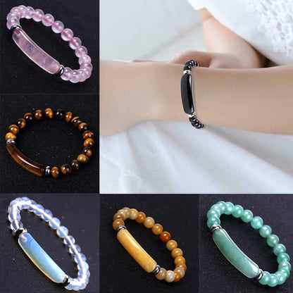 QVVWOPQ Obsidian Stretch Bracelet 8mm Natural Healing Gemstone Chakra Crystal Energy Charm Bracelet for Womens (Obsidian)