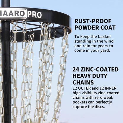 HIAARO PRO Disc Golf Basket and Disc Golf LED Light Bundle Item