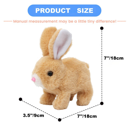 UVAAKZ Bunny Stuffed Animal Plush, Interactive Electronic Pet Hopping Bunny Toy, Realistic Stuffed Bunny Rabbit for Kids (#Brown)