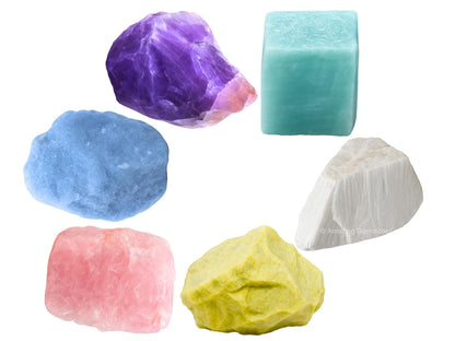 Amazing Gemstone Healing Crystals for Headaches and Migraine, Set of 6 Amethyst, Angelite, Amazonite, Rose Quartz, Scolecite and Serpentine Healing Crystals and Stones