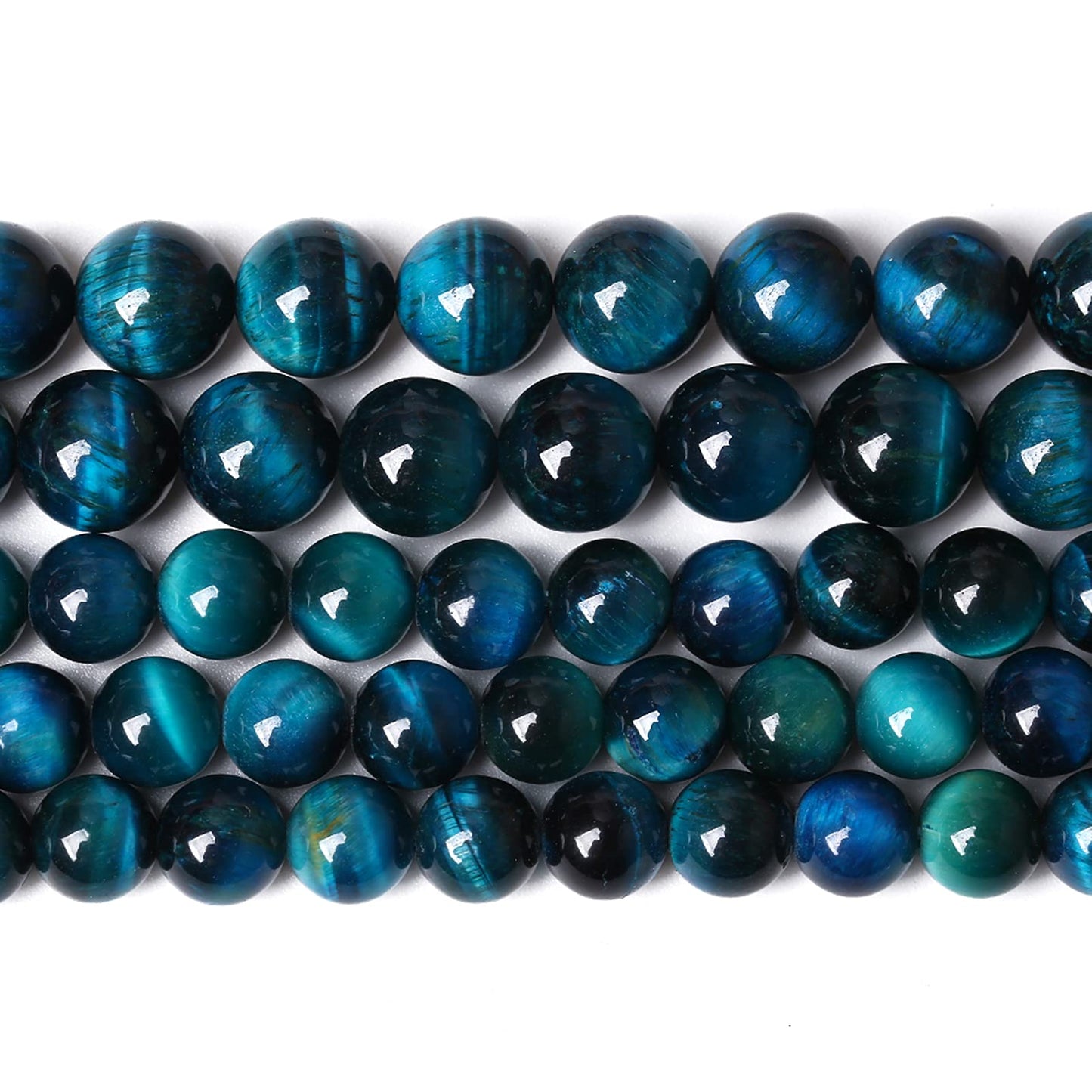 Blue Tiger Eye Gemstone Loose Beads Natural Round Loose Stone Beads for Jewelry Making DIY Bracelet Necklace Earrings 6mm 61-63pcs 1 Strand 15" (Blue Tiger Eye, 6mm)