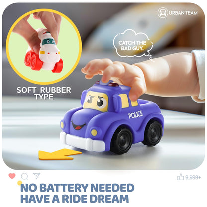 bessome Soft Rubber Toy Figure Car for 1 Year Old Boy with Playmat (Storage Bag)|12 PCS Cartoon Cars Baby Toys for 12-18 Months & Toddler Age 1-2|First Birthday|Gift for 1 2 3 Year Old Boy