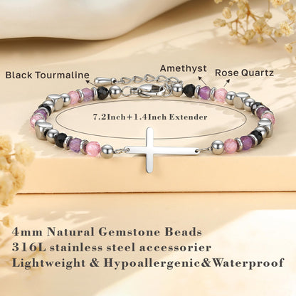 40th Birthday Gifts Women, 40th Birthday Decorations for Women, Dainty Christian Cross Bracelet – Adjustable Anxiety Relief Friendship Jewelry for Friend, Sister, Wife