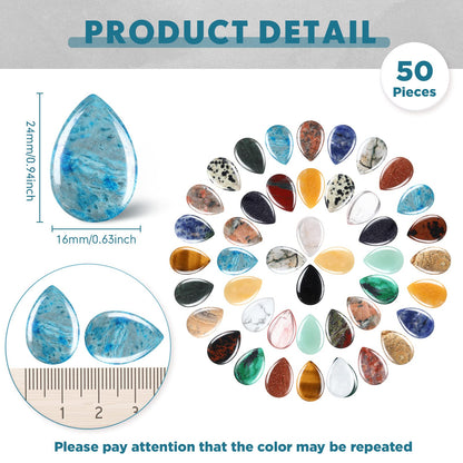 Nuenen 50 Pcs Worry Stones for Anxiety Teardrop Crystal Bulk Waterdrop Gemstone Thumb Healing Stress Pocket Stone Teardrop Pendants Bulk for Valentines Gift Meditation(Fresh,0.94 x 0.63 x 0.24 Inch)