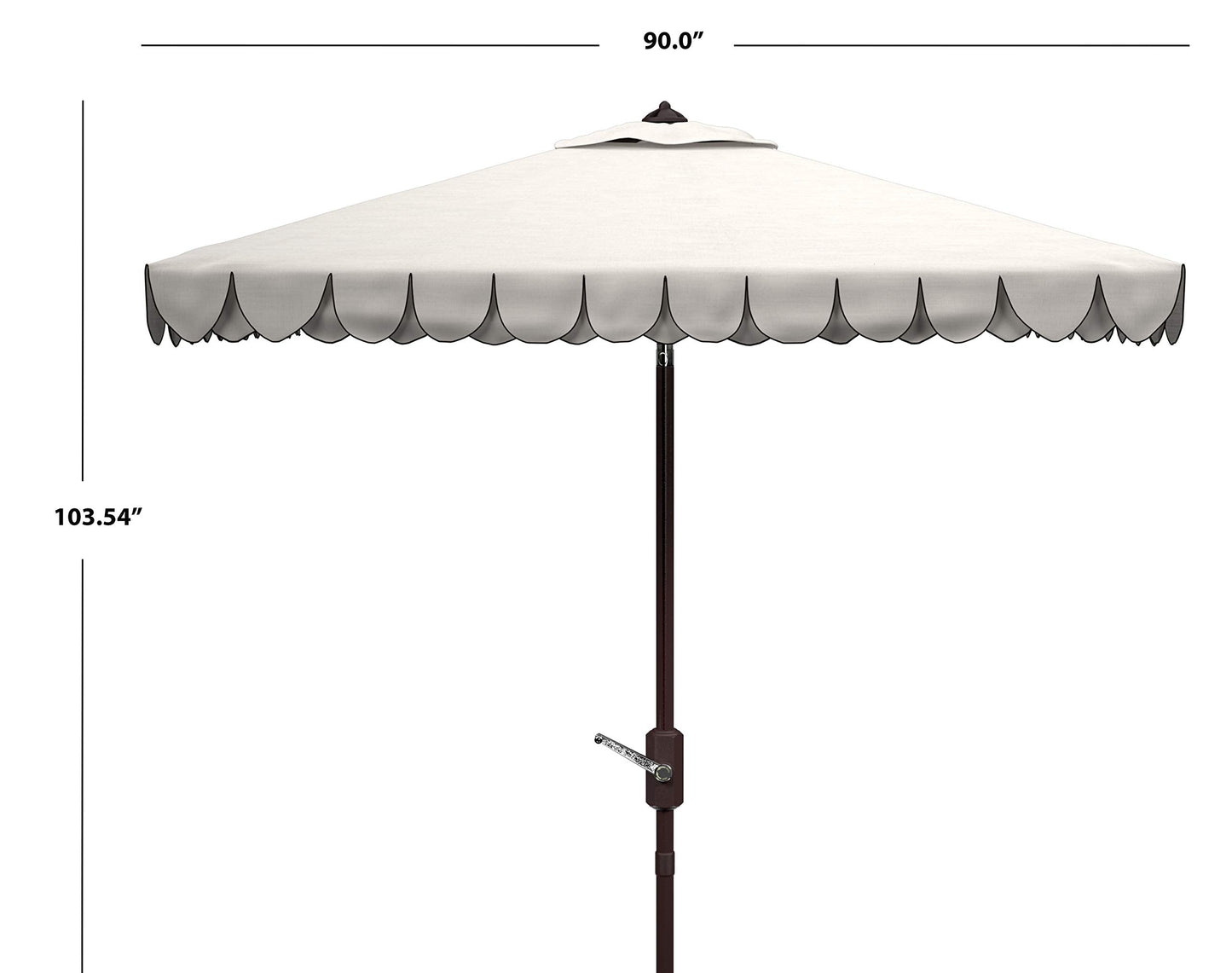 SAFAVIEH 7.5ft Outdoor Patio Umbrella, Square, Valance, Ivory & Black, Auto Crank Tilt, UV Resistant for Deck, Backyard, Poolside (PAT8406E)