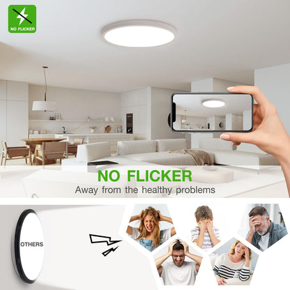 2Pack 12Inch LED Flush Mount Ceiling Light Fixture,24W 2400LM,Dimmable CCT 3000K/4000K/5000K,Round Flat Panel Light for Bedroom,0.7Inch Thin Modern Low Profile Hardwire Lights for Hallway,Porch