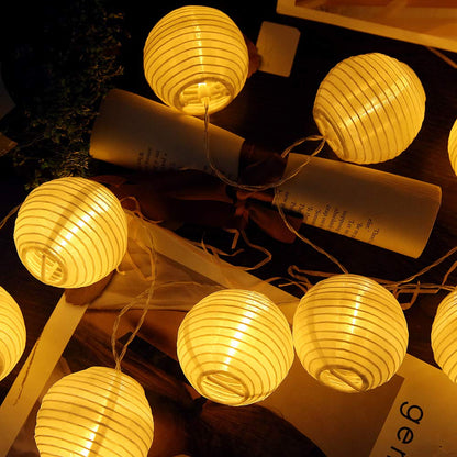 Cobus CozyHome Lantern String Lights Outdoor - 20 Lantern LEDs & 23 ft with 8 Modes | Warm White Outdoor Lampion String Lights Electric Lighting 23 ft