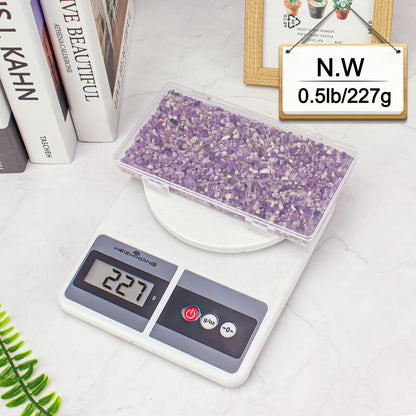 EZEELAI 0.5 Lb/230g Amethyst Crystal Chips Bulk Tumbled Crushed Stones 3-5mm, Natural Crushed Crystal Quartz Healing Stones Rocks for Vases Filler, Aquarium Gravel Rocks, Succulent Plants Decor