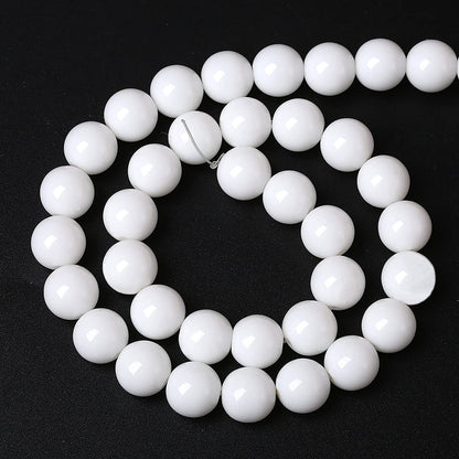8mm 45PCS White Porcelain Agate Round Spacer Loose Beads for Jewelry Making DIY Bracelet Necklace 15 inches