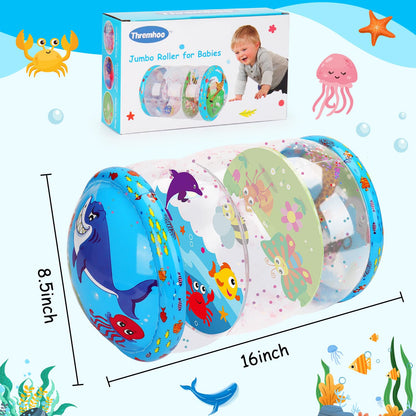 Crawling & Walking Baby Toys 6-12 Months Glowing Jumbo Inflatable Rolling Infant Toy 7 8 9 10 12-18 Month Old Tummy Time Sensory Development Light Up Toys for 1 2 Year Old Boy Girl Birthday Gifts