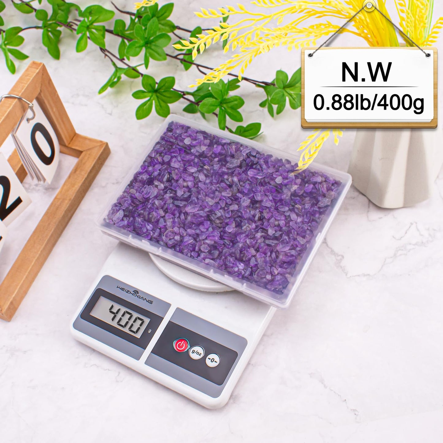 EZEELAI 0.88 Lb Amethyst Crushed Stones Crystal Quartz Chips, Natural Tumbled Stones Irregular Shaped Gravels Pebbles Healing Stones for Vases Filler, Aquarium Gravel Rocks, Succulent Plants Decor