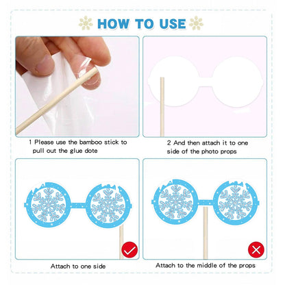Winter Photo Booth Props 40 Pcs Snowflake Photo Booth Props Kit Large Photography Party Decor Holiday Winter Wonderland Party Decorations for Winter Holiday Christmas Party Supplies