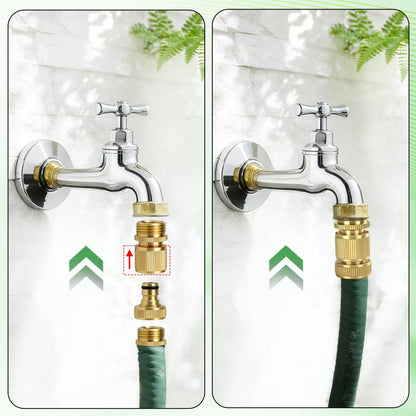 Dalmbox Solid Brass Garden Hose Quick Connect Fittings, 3/4" GHT,Quick Connect Kit, Female &Male Connectors with Extra Washers, Leak-Resistant, Quick Release Hose Connector for Garden Watering,4 sets