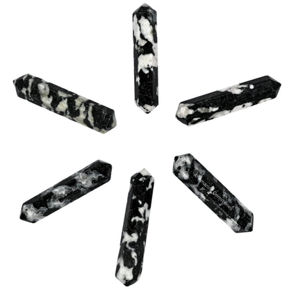 Amazing Gemstone Black and White Tourmaline Crystal Points Bulk Healing Crystals & Stones - Pack of 3 Double Terminated Healing Wand Point Bulk Crystals for Crafts, Crystal Grid, DIY for Beginners