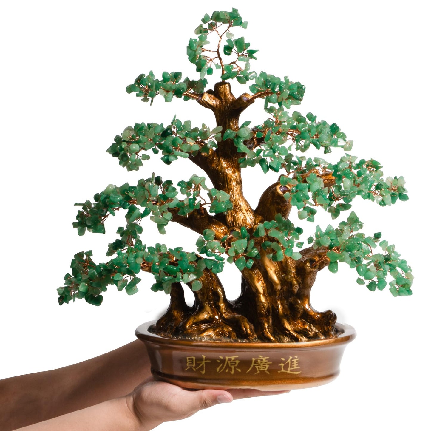 GEMBOURY Natural Aventurine (1,300 Gemstone Count) Chakra Crystal Tree with Healing Properties - Home & Office Bonsai Feng Shui Money Tree Decoration for Luck, Success and Intelligence - 18"