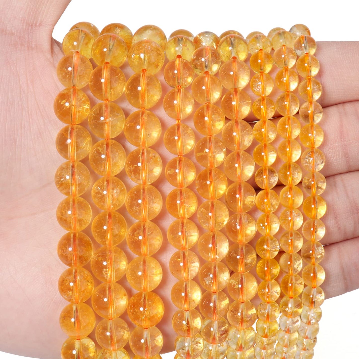 60pcs 6mm Natural Citrine Gemstone Energy Healing Crystal Round Loose Stones for Jewelry Making, DIY Bracelets Necklaces