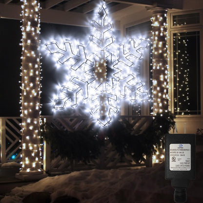 DBFAIRY 27" Christmas Big Snowflake Lights Mains Powered Window Hanging Lights Christmas Snowflakes Light,16.8Ft Long Cable Festive Decor for Porch Wall Window Decor