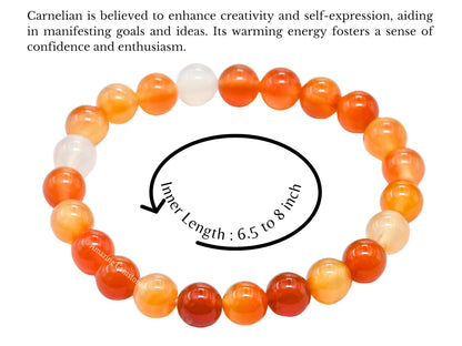 Amazing Gemstone Crystal Bracelet for Women Men's Gifts - Protection Healing Crystal Bracelet - 8mm Gemstone Beaded Stretchable Bracelet Pulseras Para Hombres Mujer Stocking Stuffers Mothers Day Gift (Carnelian)