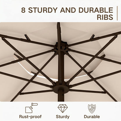 Kingdura 9ft 3-Tier Patio Umbrella, Outdoor Table Umbrella with Easy Crank & Tilt, 8 Reinforced Ribs, UV Protection for Deck, Pool, Market, Backyard (Beige)