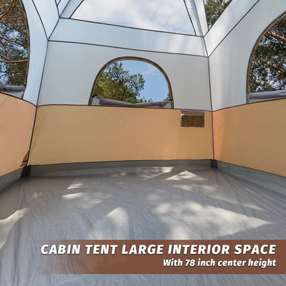 UNP 6 Person Tent for Camping, Easy Setup Cabin Tent Waterproof Windproof Family Camping Tent 1 Mesh Door & 5 Large Mesh Windows 10'X9'X78in(H)