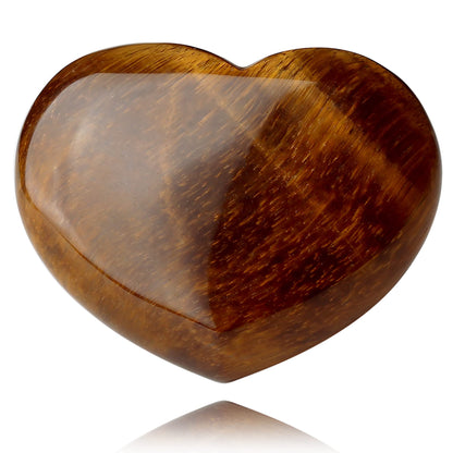 QINJIEJIE 1.8" Large Heart Crystal Love Stone Tigers Eye Smooth Gua Sha Healing Crystals Decor Meditation Yoga Worry Stones Gemstone Pockets Reiki Energy Balancing