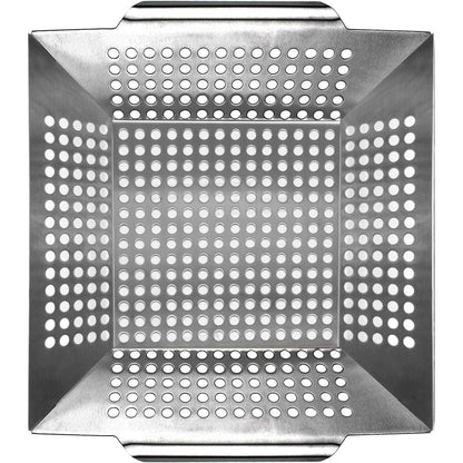 Foedo Grill Basket for Outdoor Cooking 13.4 Inch, Stainless Steel Vegetable & Fish Grilling Tray with Handle, Nonstick Dishwasher Safe BBQ Accessories for Camping, Backyard BBQ