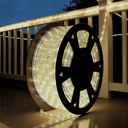 Buyagn 100Ft Warm White LED Rope Lights, 110v Waterproof Indoor/Outdoor String Lights, Cuttable, 1080 LEDs Rope Lights for Outside, Garden, Patio, Deck, Halloween and Christmas Decorations