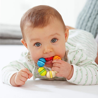 HABA Rainbow Rattle Grasping & Baby Teether – Colorful Sensory Toys for Babies with Gentle Sound and Safe Finish for 6 Months+