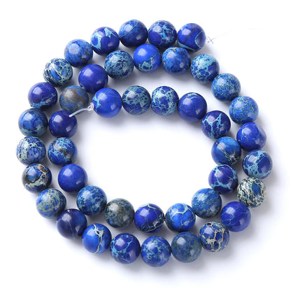 6MM 60PCS Natural Stone Blue Sea Sediment Jasper Loose Beads for Jewelry Making DIY Bracelet