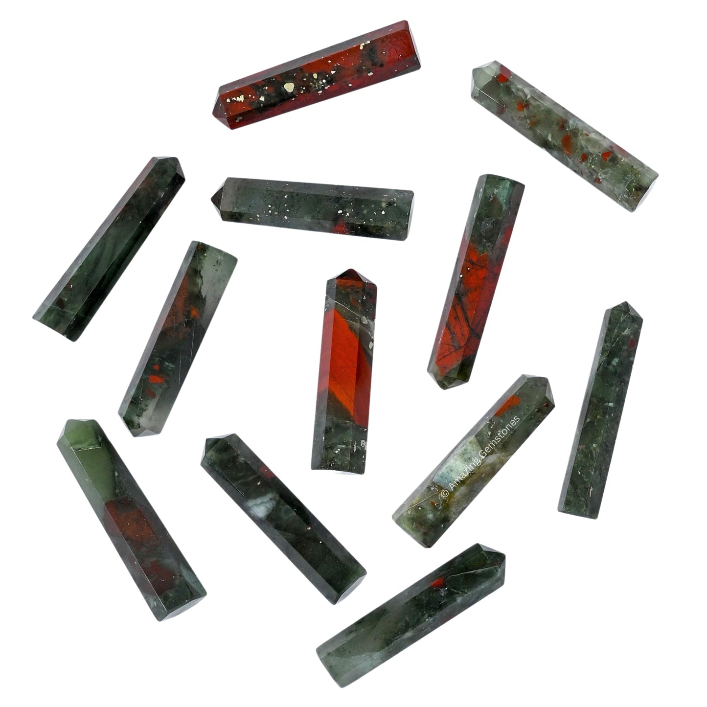 Amazing Gemstone African Bloodstone Crystal Points Bulk Healing Crystals & Stones - Pack of 3 Single Terminated Healing Wand Point Bulk Crystals for Crafts, Crystal Grid, DIY Work - Premium Crystals