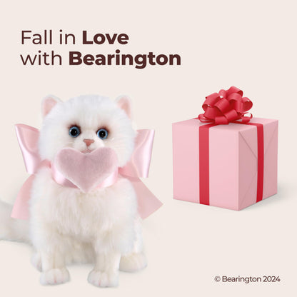 Bearington Cat Stuffed Animal - Ralistic Cat Plush Lifelike White Kitten Toys for Girls - Pretty Kitty 10"