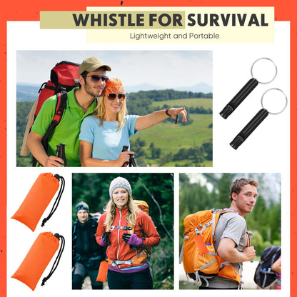 Qunclay 12 Set Emergency Sleeping Bag Survival Bivvy Sack Blanket with Whistles Lightweight Portable Thermal Survival Bag Thick Tent with Hood Extension Nylon Stuff Sack (Orange,82.7 x 35.4 in)