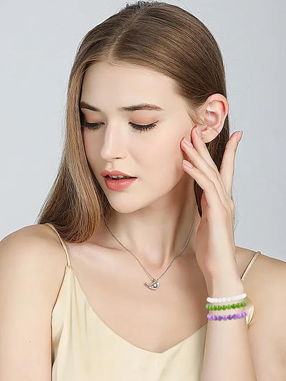 NCB 3-Piece 8mm Natural Crystal Gemstone Stretch Bracelets – ﻿Amethyst, Green Jade, White Jade Handmade Reiki Energy Healing Jewelry for Meditation,Yoga, Unisex