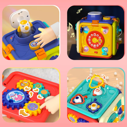Covsen Montessori Toy for 1+ Year Old Girl Gift – 6-in-1 Busy Board for Toddlers 1 2 3 4 Year Old – Educational Sensory Early Development Toys– First 1st Birthday Gifts for Kids