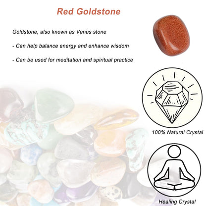 Erliway Red Goldstone Healing Crystal Stones, 1.25-2.0" Large Reiki Healing Gemstones Natural Red Sandstone Tumbled Polished Stones for Energy Witchcraft Therapy Meditation